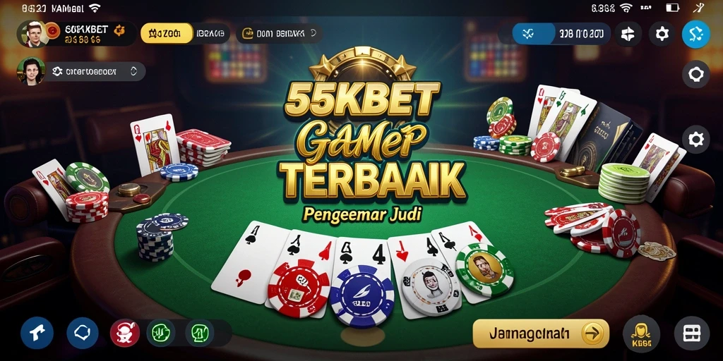 Tampilan gameplay Poker yang seru dan menarik di 55KBET.