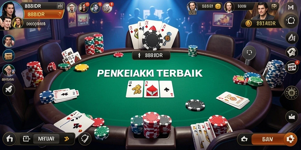Screenshot utama 888IDR menampilkan gameplay Poker yang mendebarkan.