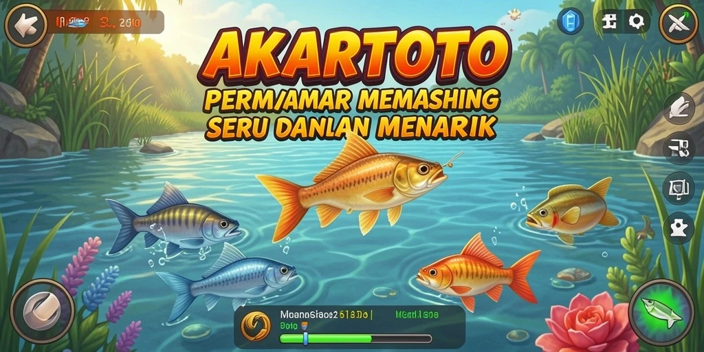 Tampilan menarik dari gameplay AKARTOTO dengan suasana memancing yang menenangkan.
