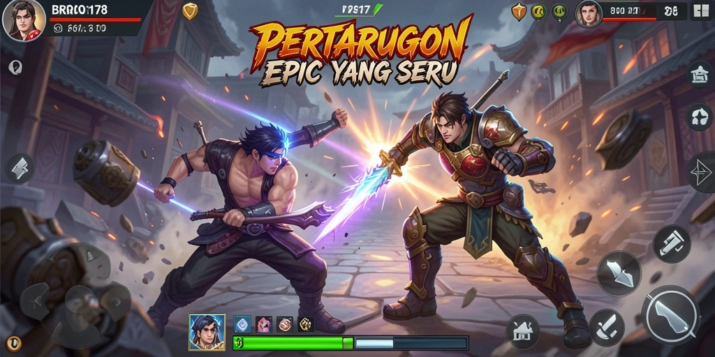 Screenshot BRO178 menampilkan pertarungan seru antar karakter di arena.