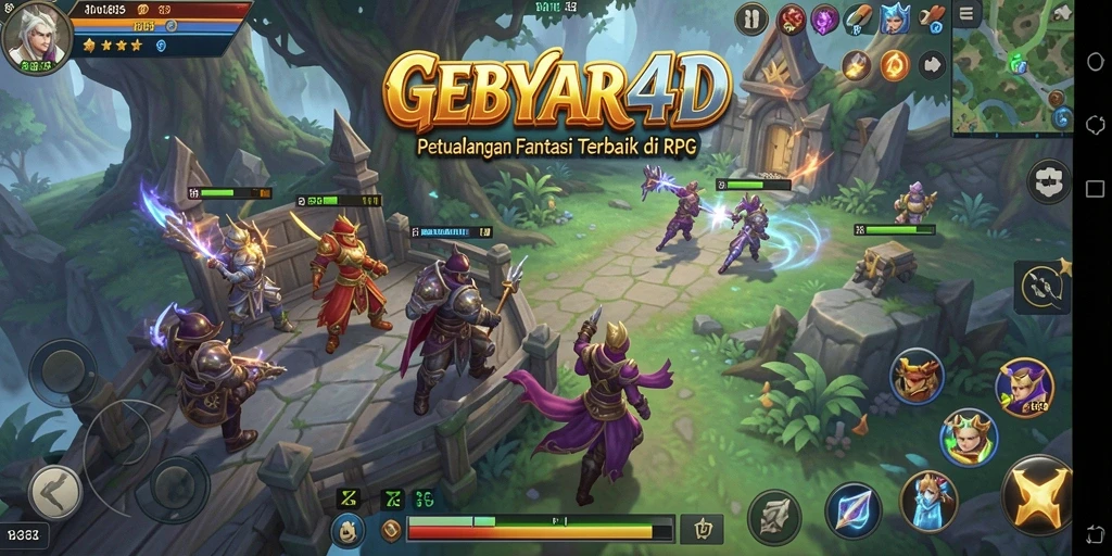 Tangkapan layar game GEBYAR4D menampilkan pertarungan seru dengan karakter yang beragam.