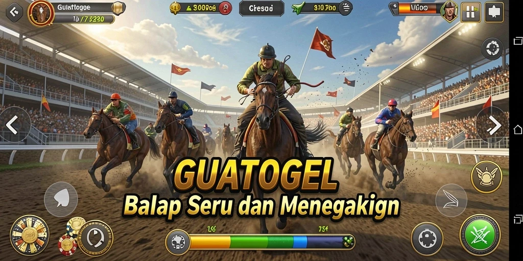 Tampilan screenshot GUATOGEL yang menunjukkan aksi balapan seru dan mendebarkan.