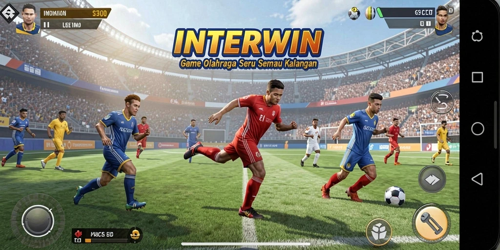 Tangkapan layar INTERWIN memperlihatkan aksi seru dalam pertandingan olahraga.