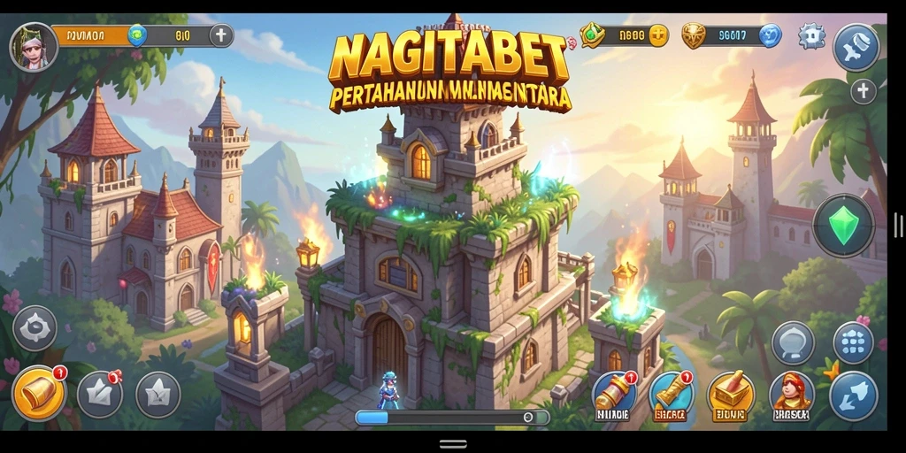 Tampilan gameplay NAGITABET dengan menara yang strategis.