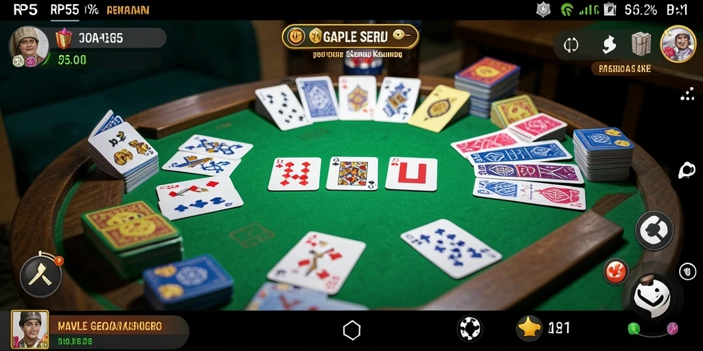 Screenshot permainan Gaple RP55 yang menampilkan gameplay yang mengasyikkan.