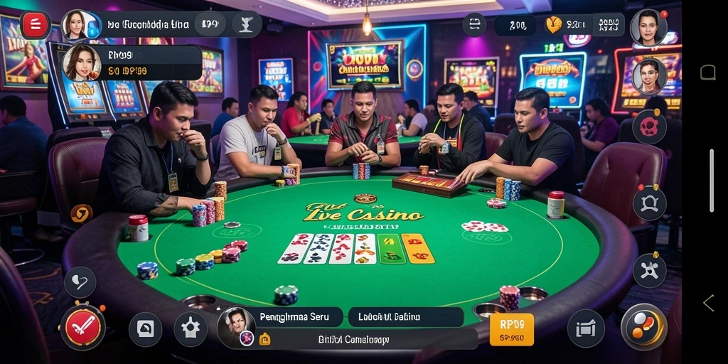 Gameplay seru RP99 di Live Casino dengan dealer langsung.