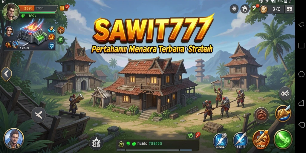 Tampilan gameplay SAWIT777 dengan menara yang kokoh melawan serangan musuh.