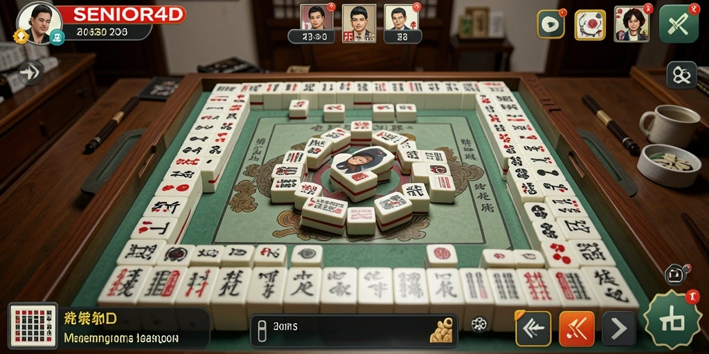 Screenshot utama SENIOR4D menampilkan gameplay Mahjong yang menarik dan mendebarkan.