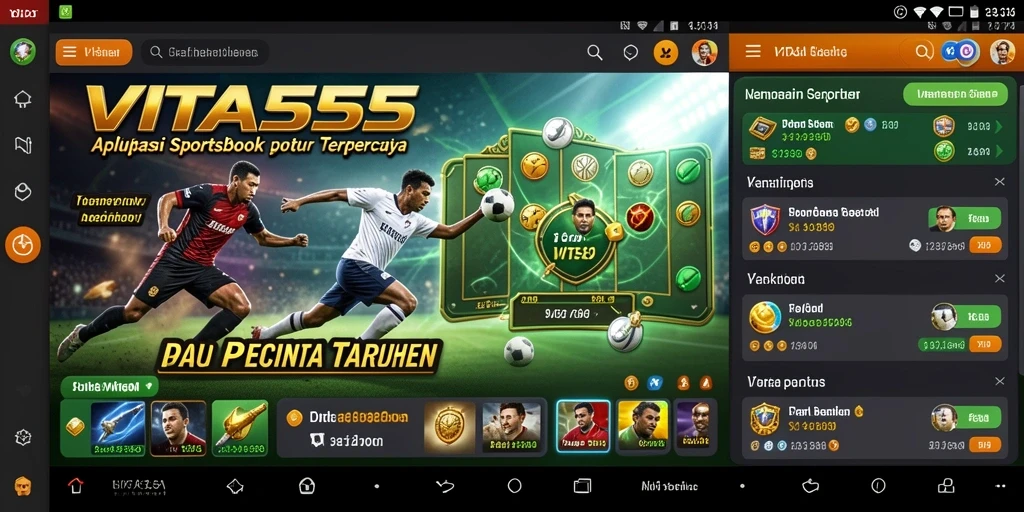 Tampilan menarik dari aplikasi VITA555 dengan fitur Sportsbook.