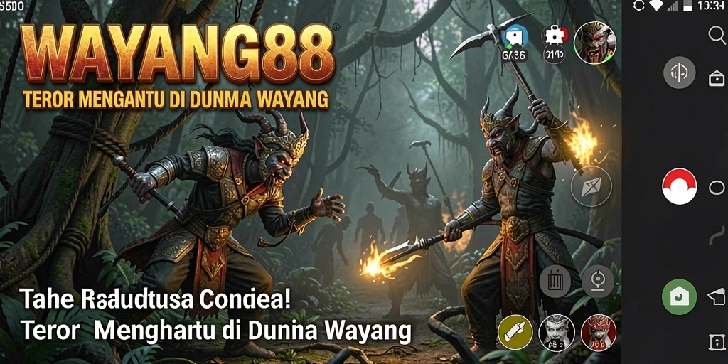 Screenshot gameplay WAYANG88 yang menampilkan atmosfer mencekam dan karakter horor.