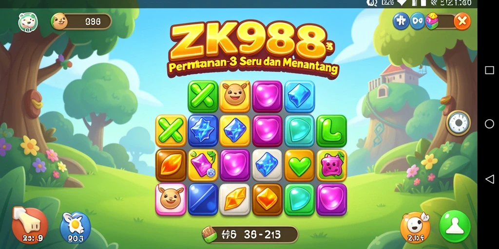 Gameplay seru ZK988 dengan tantangan Match-3.